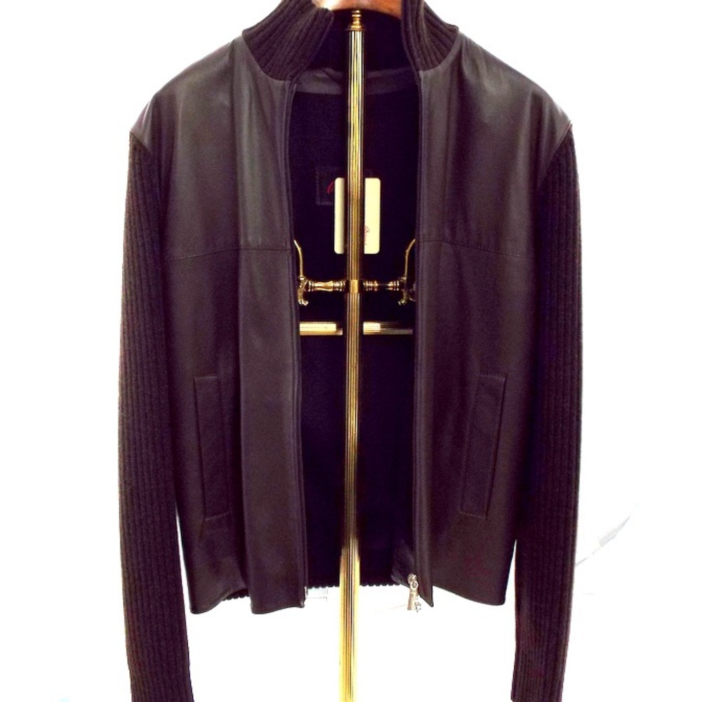 Brioni men’s leather with wool jacket